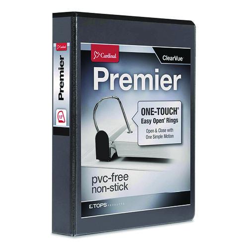 Image of Cardinal® 10311 Premier Easy Open Clearvue Locking Slant-D Ring Binder, 3 Rings, 1.5" Capacity, 11 X 8.5, Black