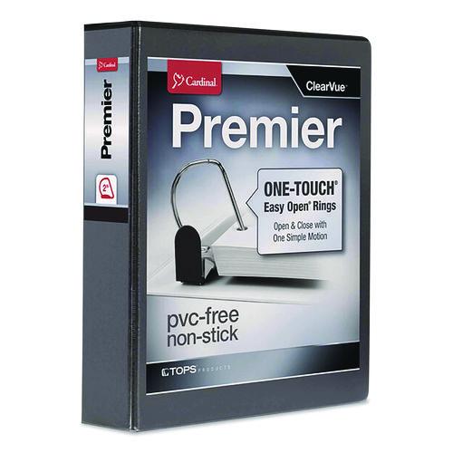 Image of Cardinal® 10321CB Premier Easy Open Clearvue Locking Slant-D Ring Binder, 3 Rings, 2" Capacity, 11 X 8.5, Black