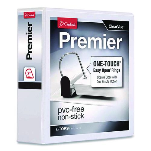 Image of Cardinal® 10330 Premier Easy Open Clearvue Locking Slant-D Ring Binder, 3 Rings, 3" Capacity, 11 X 8.5, White
