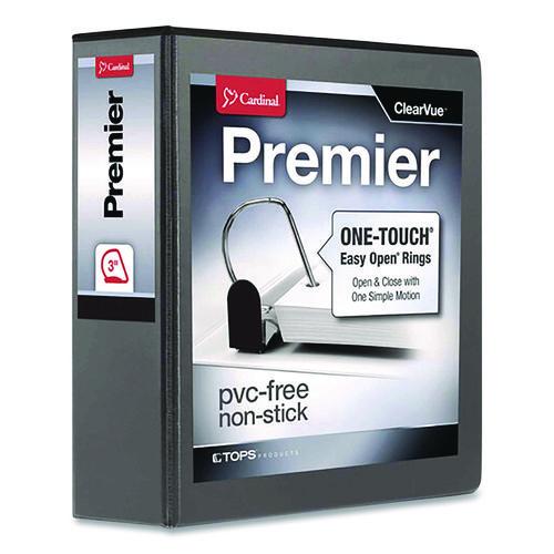 Image of Cardinal® 10331 Premier Easy Open Clearvue Locking Slant-D Ring Binder, 3 Rings, 3" Capacity, 11 X 8.5, Black