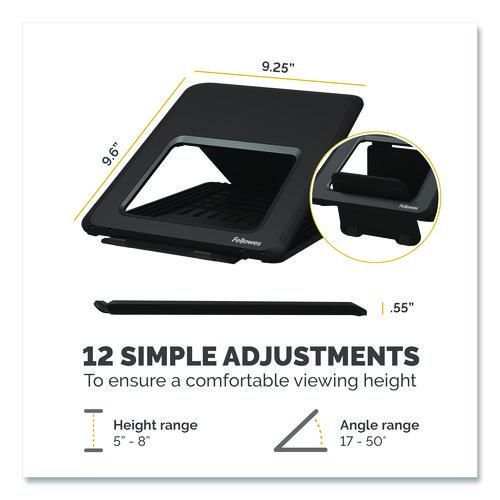 Image of Fellowes® 100098500 Breyta Laptop Stand, 9.25" x 10.55" x 0.55" to 8", Black, Supports Up to 8.8 lbs.