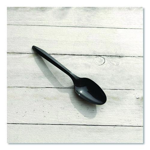 Image of Boardwalk® BWKSPOONBLPP Mediumweight Polypropylene Cutlery, Spoon, Plastic, Black, 1,000/Carton