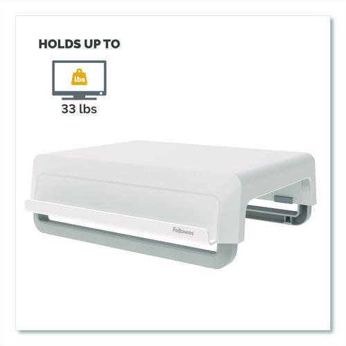 Image of Fellowes® 100098565 Breyta Monitor Stand, 13.94" x 11.97" x 3.25" to 6", White, Supports 33 lbs