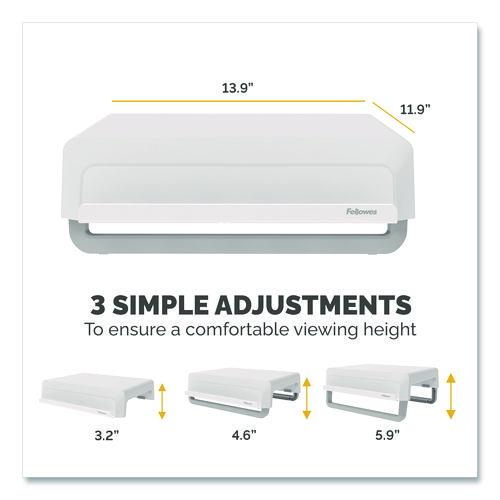Image of Fellowes® 100098565 Breyta Monitor Stand, 13.94" x 11.97" x 3.25" to 6", White, Supports 33 lbs