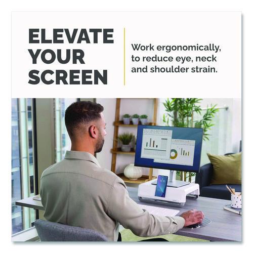 Image of Fellowes® 100098565 Breyta Monitor Stand, 13.94" x 11.97" x 3.25" to 6", White, Supports 33 lbs