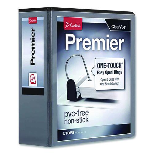 Image of Cardinal® 10341 Premier Easy Open Clearvue Locking Slant-D Ring Binder, 3 Rings, 4" Capacity, 11 X 8.5, Black