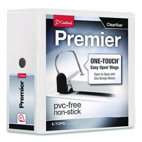 Image of Cardinal® 10350CB Premier Easy Open Clearvue Locking Slant-D Ring Binder, 3 Rings, 5" Capacity, 11 X 8.5, White