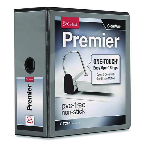 Image of Cardinal® 10351 Premier Easy Open Clearvue Locking Slant-D Ring Binder, 3 Rings, 5" Capacity, 11 X 8.5, Black