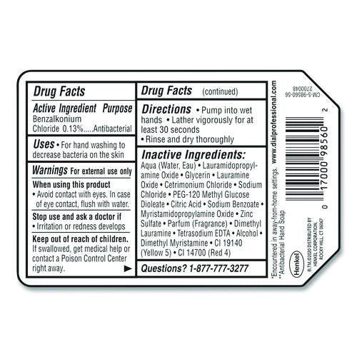 Image of Dial® Professional 98561 Antibacterial Gold Liquid Hand Soap Refill for Versa Dispenser, Floral Scent, 15 oz, 6/Carton