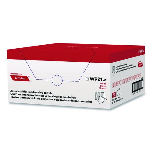 Image of Cascades PRO W921 Tuff-Job S900 Antimicrobial Foodservice Towels, 12 x 24, White/Red, 150/Carton