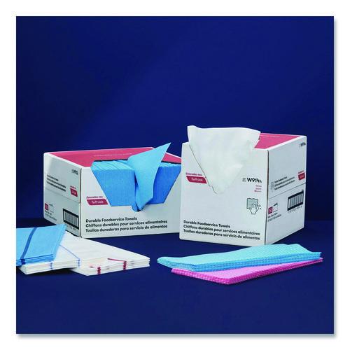 Image of Cascades PRO W921 Tuff-Job S900 Antimicrobial Foodservice Towels, 12 x 24, White/Red, 150/Carton