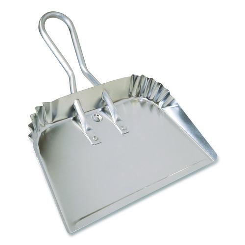 Image of Quickie® 428 Bulldozer Dust Pan, 17" Wide, Aluminum Handle, Silver