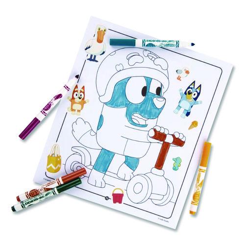 Image of CrayolaÂ® Bluey Color and Sticker Activity Set, (32) Coloring Sheets, (51) Stickers, (5) Pip-Squeaks Markers