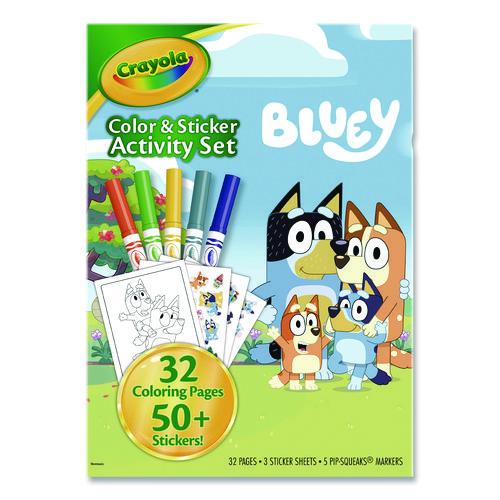 Image of CrayolaÂ® Bluey Color and Sticker Activity Set, (32) Coloring Sheets, (51) Stickers, (5) Pip-Squeaks Markers