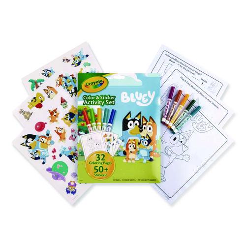 Image of CrayolaÂ® Bluey Color and Sticker Activity Set, (32) Coloring Sheets, (51) Stickers, (5) Pip-Squeaks Markers