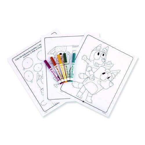 Image of CrayolaÂ® Bluey Color and Sticker Activity Set, (32) Coloring Sheets, (51) Stickers, (5) Pip-Squeaks Markers