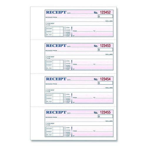 Image of Adams® DC1182 Money/Rent Receipt Book, Two-Part Carbonless, 7.13 x 2.75, 200 Forms Total