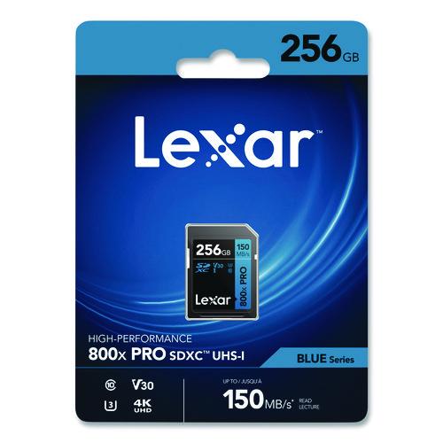 Image of Lexar LSD800P-256G-BU High-Performance PRO BLUE Series SDXC Memory Card, UHS-I V30 U1 Class 10, 256 GB