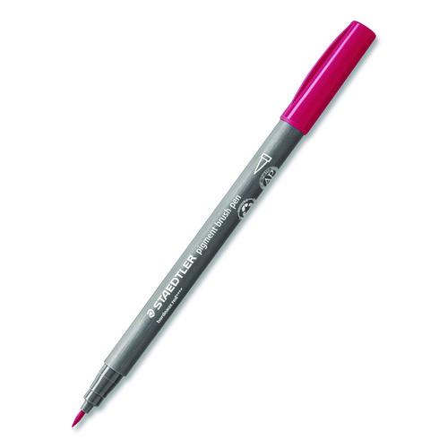 Image of Staedtler® 371 C12-1 Pigment Brush Pen Set, Medium-Firm, Assorted Basic Colors, 12/Pack