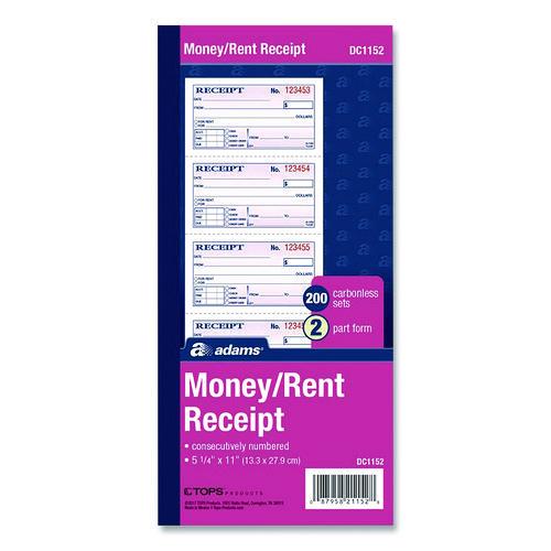 Image of Adams® DC1152 Money/Rent Receipt Book, Two-Part Carbonless, 4.75 x 2.75, 200 Forms Total