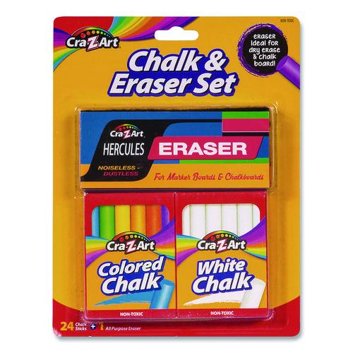 Image of Cra-Z-Art® 10874-24 Chalk and Eraser Set, (12) White/(12) Assorted