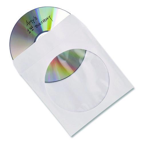 Image of Verbatim® 70126 CD/DVD Sleeves, 1 Disc Capacity, Clear/White, 50/Box