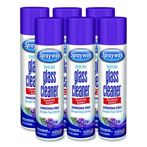 Image of Sprayway® 1000047224 Glass Cleaner, Lavender, 19 oz Aerosol Spray, 6/Carton