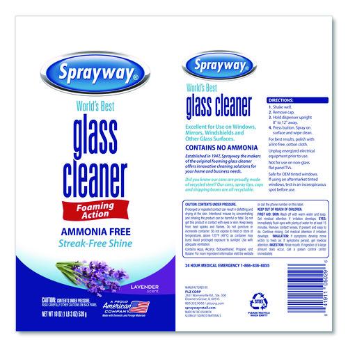 Image of Sprayway® 1000047224 Glass Cleaner, Lavender, 19 oz Aerosol Spray, 6/Carton