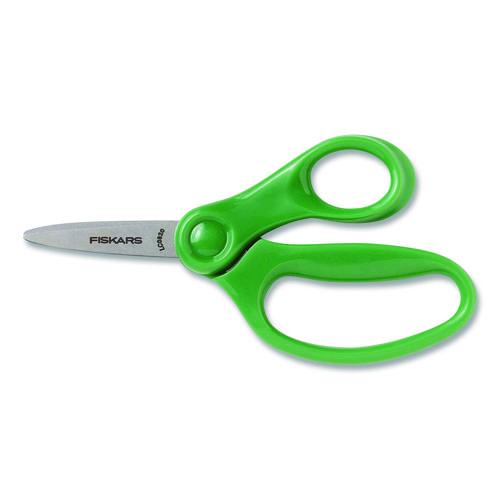 Image of FiskarsÂ® Classpack Scissors Caddy, Pointed Tip, 5" Long, 1.6" Cut Length, Straight Asst Color Handles: Blue/Green/Lt Blue/Red, 24/Set