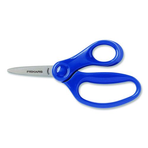 Image of FiskarsÂ® Classpack Scissors Caddy, Pointed Tip, 5" Long, 1.6" Cut Length, Straight Asst Color Handles: Blue/Green/Lt Blue/Red, 24/Set