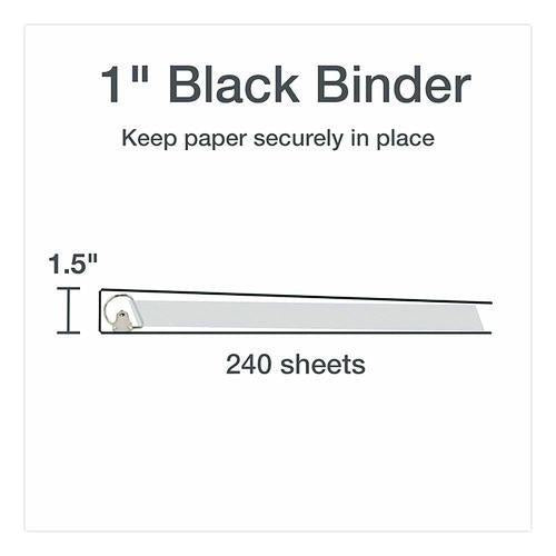 Image of Cardinal® 26301 XtraLife ClearVue Non-Stick Slant-D Ring Binder, 3 Rings, 1" Capacity, 11 x 8.5, Black
