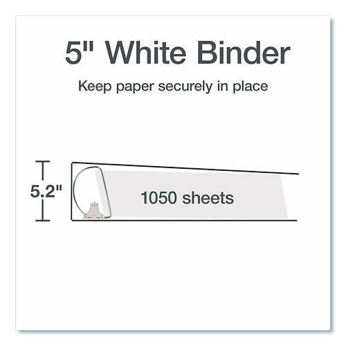 Image of Cardinal® 26350 XtraLife ClearVue Non-Stick Slant-D Ring Binder, 3 Rings, 5" Capacity, 11 x 8.5, White