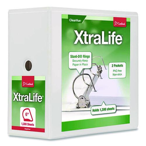 Image of Cardinal® 26360 XtraLife ClearVue Non-Stick Slant-D Ring Binder, 3 Rings, 6" Capacity, 11 x 8.5, White