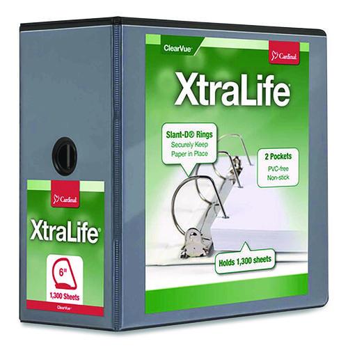 Image of Cardinal® 26361 XtraLife ClearVue Non-Stick Slant-D Ring Binder, 3 Rings, 6" Capacity, 11 x 8.5, Black