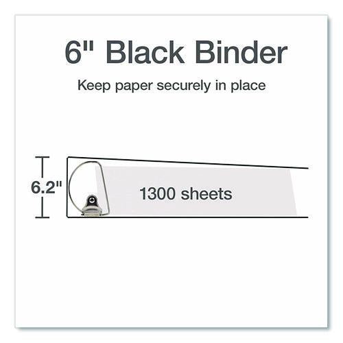 Image of Cardinal® 26361 XtraLife ClearVue Non-Stick Slant-D Ring Binder, 3 Rings, 6" Capacity, 11 x 8.5, Black