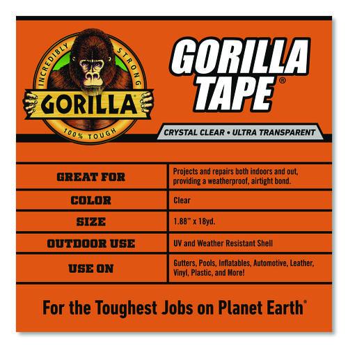 Image of Gorilla® 6060002 Crystal Clear Tape, 3" Core, 1.88" x 18 yds