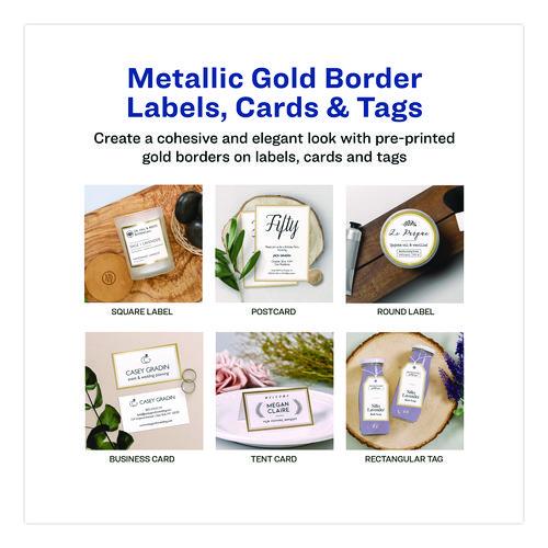 Image of Avery® 3327 Business Cards with Metallic Gold Borders, Inkjet/Laser, 2 x 3.5, White, 10 Cards/Sheet, 10 Sheets/Pack