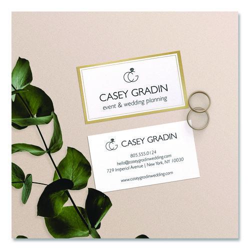 Image of Avery® 3327 Business Cards with Metallic Gold Borders, Inkjet/Laser, 2 x 3.5, White, 10 Cards/Sheet, 10 Sheets/Pack
