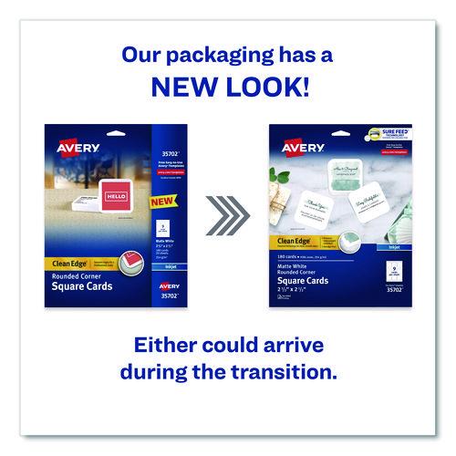 Image of Avery® 35702 Clean Edge Square Cards, Inkjet, 2.5 x 2.5, 9 Cards/Sheet, 20 Sheets/Pack