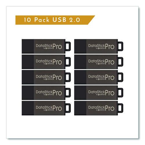 Image of Centon DataStick Pro USB 2.0 Type A Flash Drive, 8 GB, Gray, 10/Pack