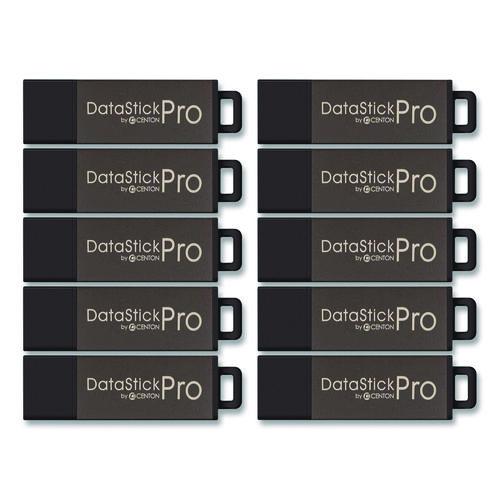 Image of Centon DataStick Pro USB 2.0 Type A Flash Drive, 8 GB, Gray, 10/Pack