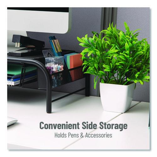 Image of Mind Reader Metal Mesh Monitor Stand with Paper Tray, 20" x 11.5" x 5.5", Black, Supports 33 lb, 2/Pack