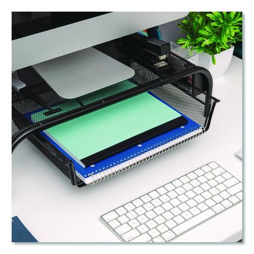 Image of Mind Reader Metal Mesh Monitor Stand with Paper Tray, 20" x 11.5" x 5.5", Black, Supports 33 lb, 2/Pack