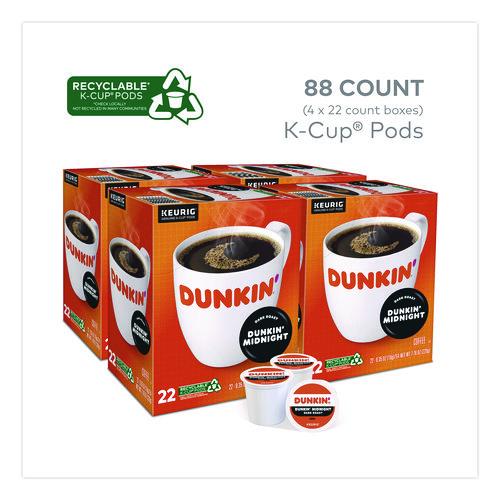 Image of Dunkin'® 400849 Midnight Coffee K-Cups, 0.35 oz, 22/Box, 4 Boxes/Carton