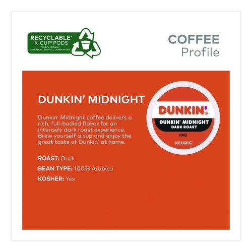 Image of Dunkin'® 400849 Midnight Coffee K-Cups, 0.35 oz, 22/Box, 4 Boxes/Carton