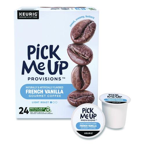 Image of Pick Me Up Provisions 5000382574 French Vanilla Coffee K-Cups, 24/Box