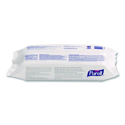 Image of PURELL® 9371-12 Foodservice Surface Sanitizing Wipes, 1-Ply, 7.4 x 9, Fragrance Free, White, 72 Wipes/Resealable Pack
