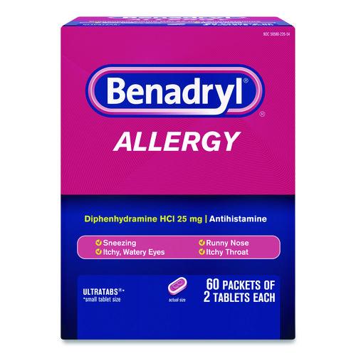 Image of Benadryl® 17060 Allergy Ultratabs Tablets, Two-Pack, 60 Packs/Box