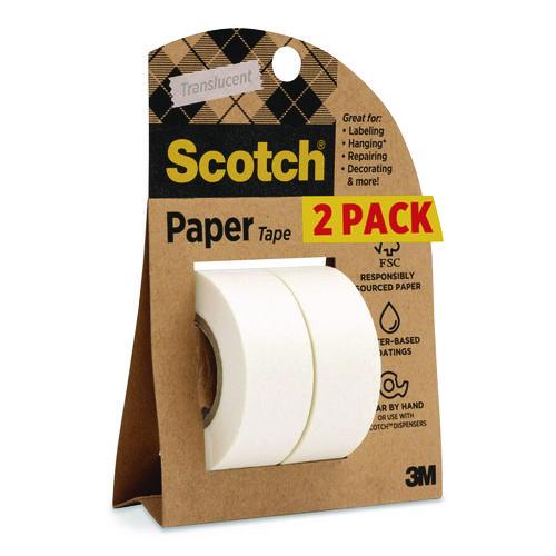 Image of Scotch® 814-2P-SR Paper Tape, 3/4" x 600", White, 2/Pack