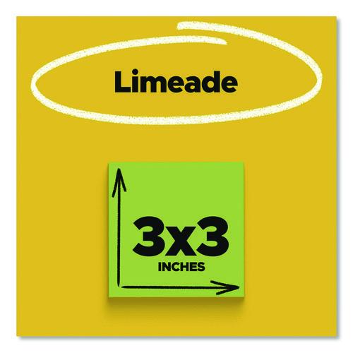 Image of Post-itÂ® Notes Super Sticky Super Sticky Pads in Energy Boost Collection Colors, 3 x 3, Limeade, 90 Sheets/Pad, 5 Pads/Pack